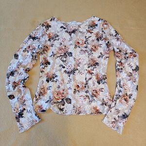 Sheer Mesh Y2K White Orange Black Floral Lace Whimsigoth Fairy Witchy Goth Top S